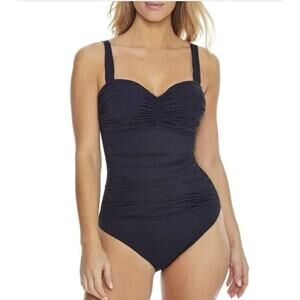 NWT Bleu Rod Beattie Standard Kore Shirred One Piece Swimsuit Women's Black SZ 6